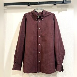 Eddie Bauer long sleeve,button down, red plaid shirt. XXL. Wrinkle Resistant.